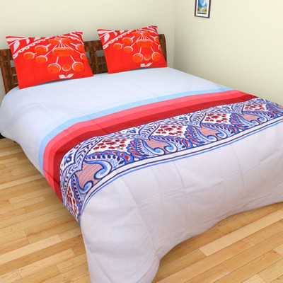 

Bichauna by Portico Cotton Double King Plain Bedsheet(Pack of 1, Red, Blue, White), Blue;red;white