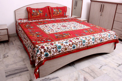 

Bhav Sagar Tex 120 TC Cotton Double Printed Bedsheet(Pack of 1, Red)
