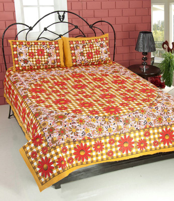 

Zesture 144 TC Cotton Double Floral Bedsheet(Pack of 1, Multicolor)