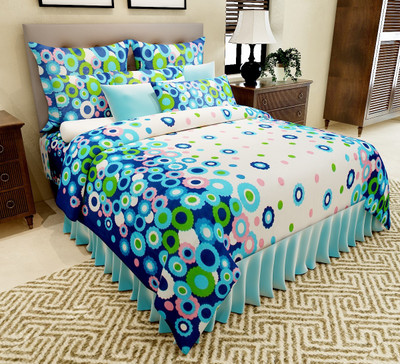 

Home Candy 144 TC Cotton Double Floral Bedsheet(Pack of 1, Blue)
