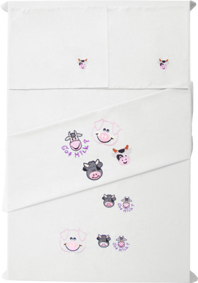 

Baby Rap 200 TC Cotton Crib Embroidered Bedsheet(Pack of 2, White)