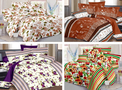 

India Furnish 110 TC Cotton Double Floral Bedsheet(Pack of 4, Multicolor)