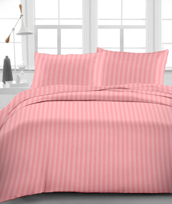 

Urbano Homz 210 TC Cotton Double King Striped Bedsheet(Pack of 1, Peach)