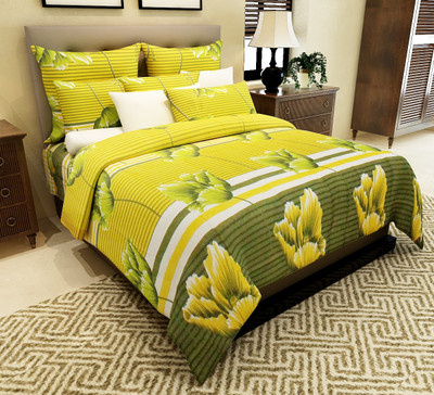 

Home Candy 144 TC Cotton Double Floral Bedsheet(Pack of 1, Yellow)