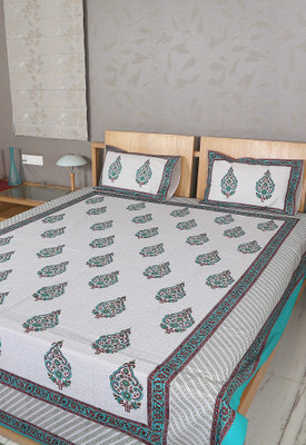 51% OFF on Rajrang 160 TC Cotton Double Motifs Bedsheet(1 Bedsheet, Blue, White, Maroon)