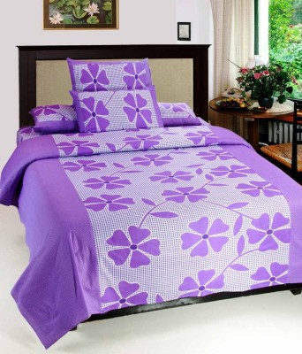 Kdecor 180 TC Cotton Double Abstract Flat Bedsheet(Pack of 1, Purple)