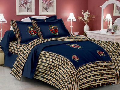 

185 TC Cotton Double King Printed Bedsheet(Pack of 1, Blue)