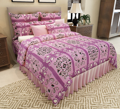 Home Candy 150 TC Cotton Double Printed Bedsheet(Pack of 1, Purple)