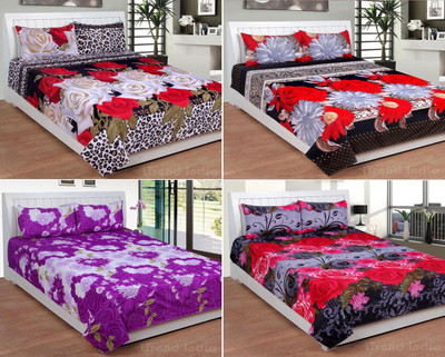 

iTrend India Polycotton Double Floral Bedsheet(Pack of 4, Multicolor)