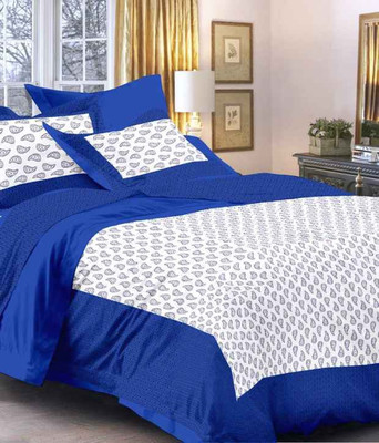 E ELMA Cotton Double Flat 200 TC Printed Bedsheet(Pack of 1, Multicolor)