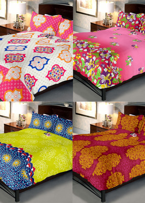 

Indien Casa 108 TC Cotton Double Floral Bedsheet(Pack of 4, Multicolor)