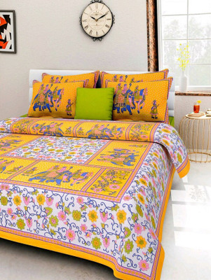 

Ahmedabed cotton 300 TC Cotton Double King Printed Bedsheet(Pack of 1, Multicolor)