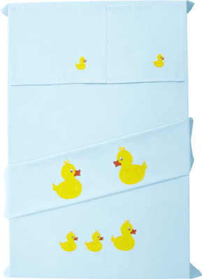 

Baby Rap 200 TC Cotton Crib Embroidered Bedsheet(Pack of 2, Blue)
