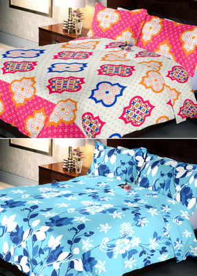 

Indien Casa 108 TC Cotton Double Floral Bedsheet(Pack of 2, Multicolor)