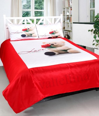 ABC Satin Double 3D Printed Flat Bedsheet(Pack of 1, Red)