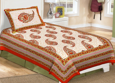 

Metro Living 104 TC Cotton Single Paisley Bedsheet(Pack of 1, Red)