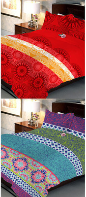 

Uber Urban 108 TC Cotton Double Abstract Bedsheet(Pack of 2, Multicolor)