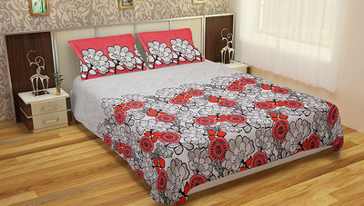 

Portico New York Cadence Cotton Double Floral Bedsheet(Pack of 1, Grey, Pink)