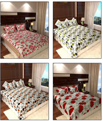 

Home Candy 210 TC Cotton Double Floral Bedsheet(Pack of 4, Multicolor)