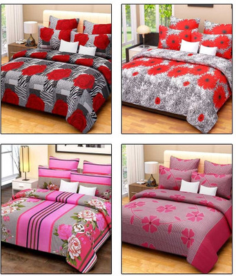 

Home Candy 210 TC Cotton Double Floral Bedsheet(Pack of 4, Multicolor)
