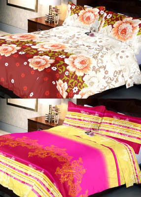 

Indien Casa 108 TC Cotton Double Floral Bedsheet(Pack of 2, Multicolor)