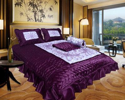 Easy Clean Ethnic Satin Bedding Set(Purple)
