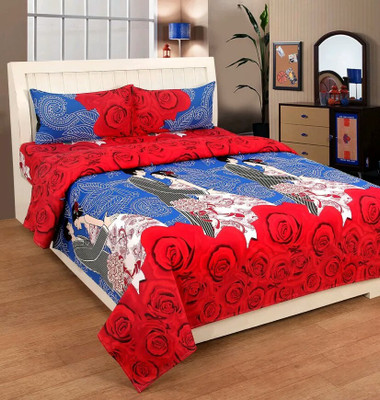 

Red N Hot Cotton Double Floral Bedsheet(Pack of 1, Red)