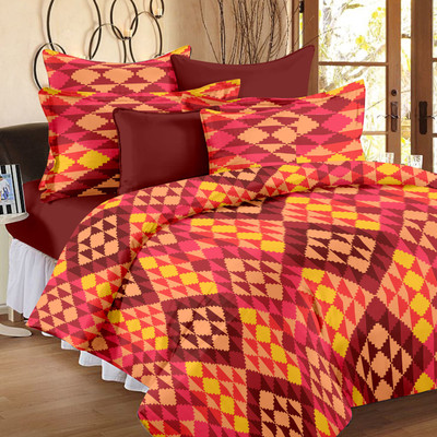 

Ahmedabad Cotton 136 TC Cotton Double Geometric Bedsheet(Pack of 1, Red, Pink, Yellow), Pink;red;yellow