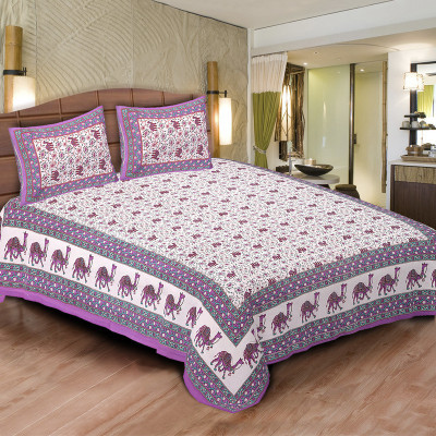 

Shilpbazaar 106 TC Cotton Double Printed Bedsheet(Pack of 1, Purple)