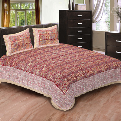 

Shilpbazaar 106 TC Cotton Double Printed Bedsheet(Pack of 1, Brown)