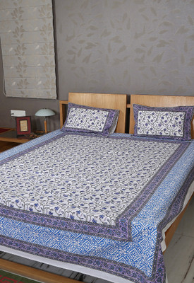 43% OFF on Rajrang 160 TC Cotton Double Floral Bedsheet(1 Bedsheet, White, Blue)