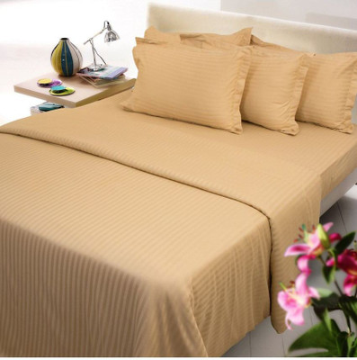 

Amita Home Furnishing 300 TC Satin Double Striped Bedsheet(Pack of 1, Brown)