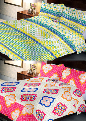 

Indien Casa 108 TC Cotton Double Abstract Bedsheet(Pack of 2, Multicolor)