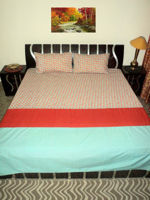 

Amita Home Furnishing Cotton Double Striped Bedsheet(Pack of 1, Multicolor)