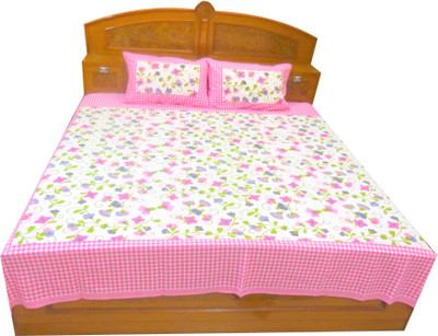 53% OFF on Kismat Collection 210 TC Cotton Double King Floral Bedsheet(Pack of 1, Pink)