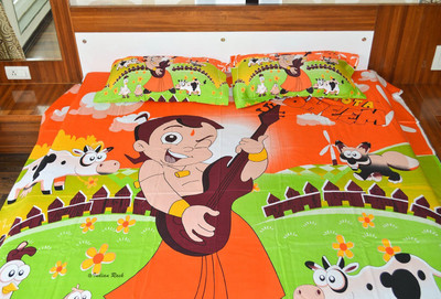 

Chhota Bheem 280 TC Cotton Double Cartoon Bedsheet(Pack of 1, Multicolor)