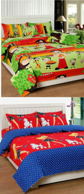 

Hooch Cotton Double Cartoon Bedsheet(Pack of 2, Multicolor)