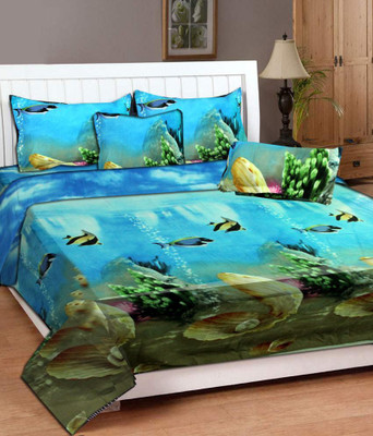 

Shivkirpa 400 TC Polycotton Double King Floral Bedsheet(Pack of 1, Multicolor)