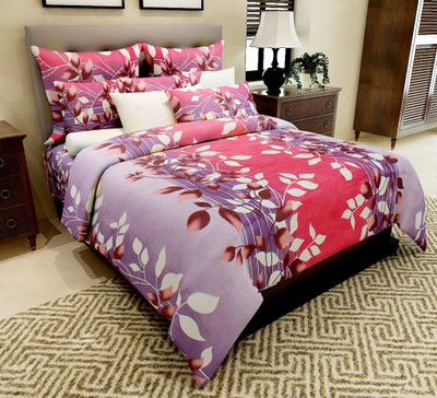 66% OFF on Home Candy 144 TC Cotton Double Floral Bedsheet(1 Double Bedsheet, 2 Pillow Covers, Pink)