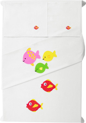 

Baby Rap 200 TC Cotton Crib Embroidered Bedsheet(Pack of 2, White)