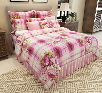 

Home Candy 150 TC Cotton Double Printed Bedsheet(Pack of 1, Pink)