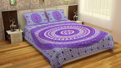 

Rajasthani Bedsheet Cotton Double Printed Bedsheet(Pack of 1, Purple)