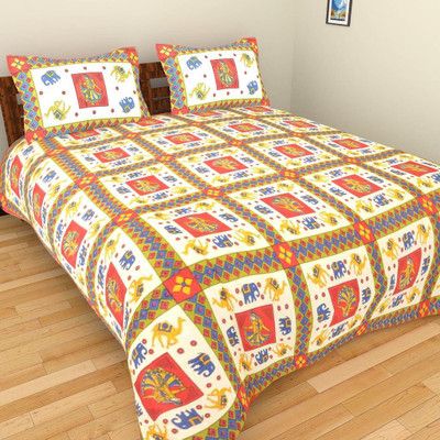 

Shop jaipuri rajasthani Cotton Double King Printed Bedsheet(Pack of 1, Multicolor)