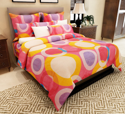 

Home Candy 144 TC Cotton Double Polka Bedsheet(Pack of 1, Pink)