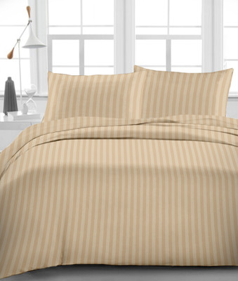 

Urbano Homz 210 TC Satin Double King Striped Bedsheet(Pack of 1, Beige)