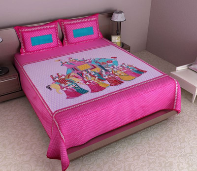 

Pahnawa Cotton Double 3D Printed Bedsheet(Pack of 1, Pink)