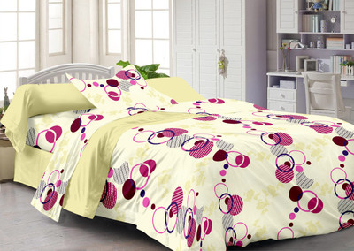 52% OFF on Story@Home 208 TC Cotton Single Abstract Bedsheet(1 Single Bedsheet With 1 Pillow Cover, Beige)