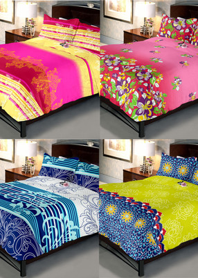 

Indien Casa 108 TC Cotton Double Floral Bedsheet(Pack of 4, Multicolor)
