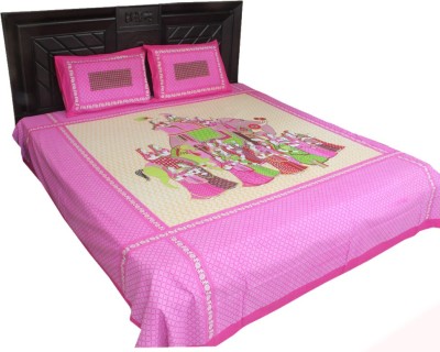 KUBER INDUSTRIES 300 TC Cotton Double Floral Flat Bedsheet(Pack of 1, Pink)