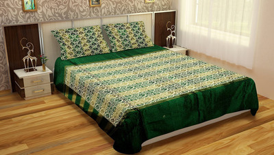 

Coral Silk Double Abstract Bedsheet(Pack of 1, Green)